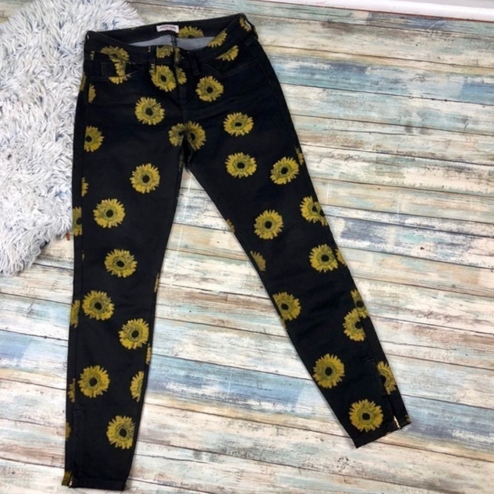 NEW Guess Black Sunflower Skinny Ankle Jeans 24